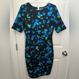 Marc New York Black and Blue Patterned Midi Dress